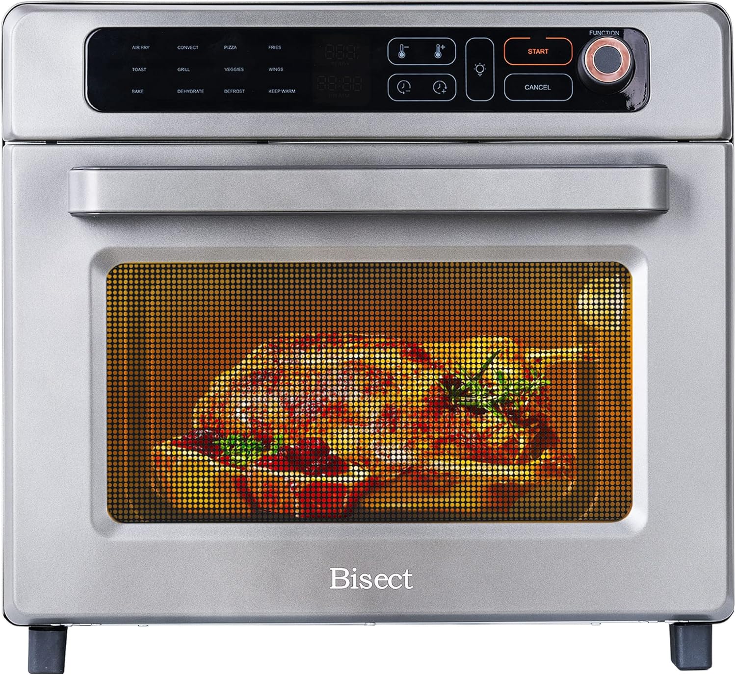 BISECT 12-in-1 Air Fryer Toaster Oven, 25QT Large Capacity Air Fryer, 1700W Convection Oven Countertop, Stainless Steel, Silver