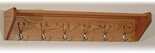 Pemberly Row 6 Hook Wall Mounted Coat Rack Shelf in Light Oak
