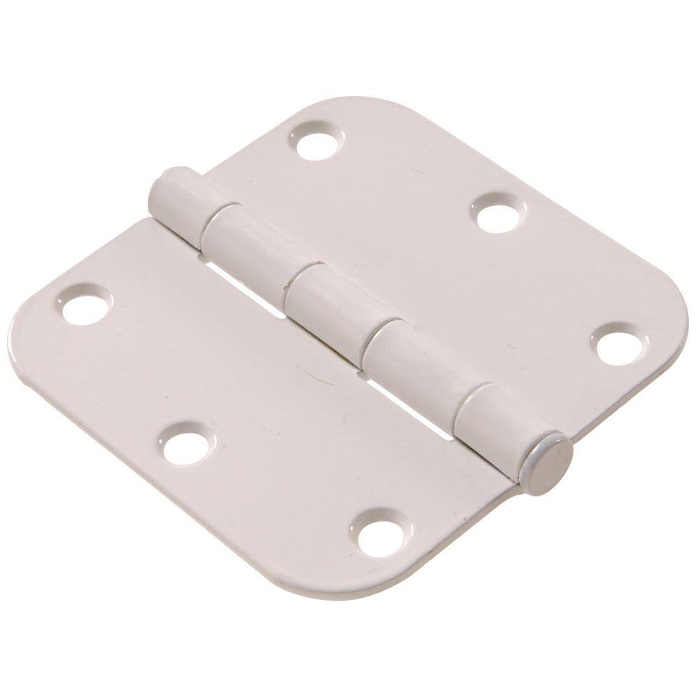 Hardware Essentials 3-1/2 in. White Residential Door Hinge with 5/8 in. Round Corner Removable Pin Full Mortise (9-Pack) 852592