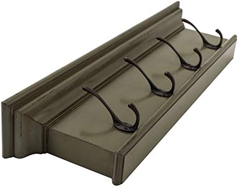 NovaSolo Halifax Mahogany Wood 4 Hook Coat Rack in Green Colour