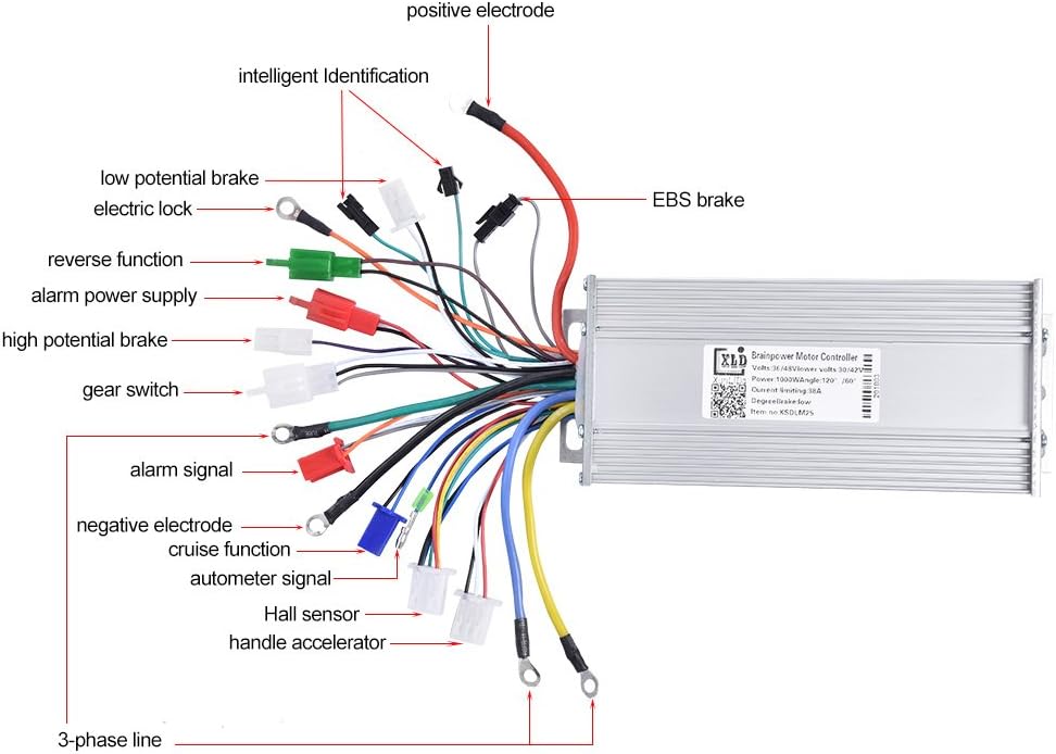 E-bike Controller, Brushless Controller 36V/48V 1000W Electric High Brushless Speed Controller for Electric Bike Bicycle Scooter Pack of 2