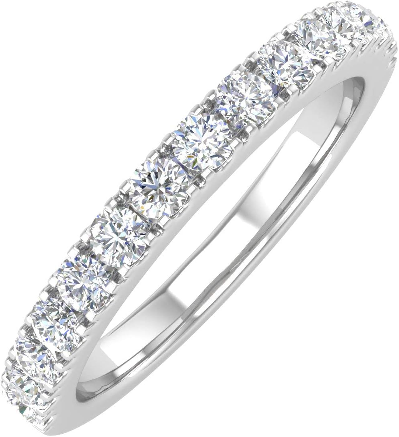1/10 Carat to 3/4 Carat (ctw) 14K White Gold Ladies Diamond Stackable Anniversary Ring (I1-I2 Clarity)