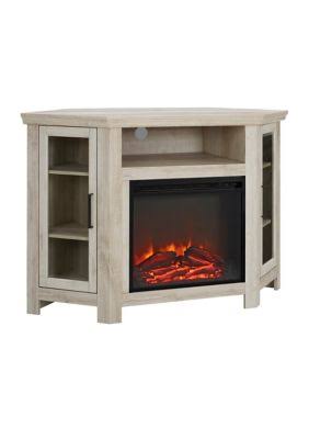 Bridgeport Designs 48 inch Farmhouse Corner Fireplace TV Stand - White Oak