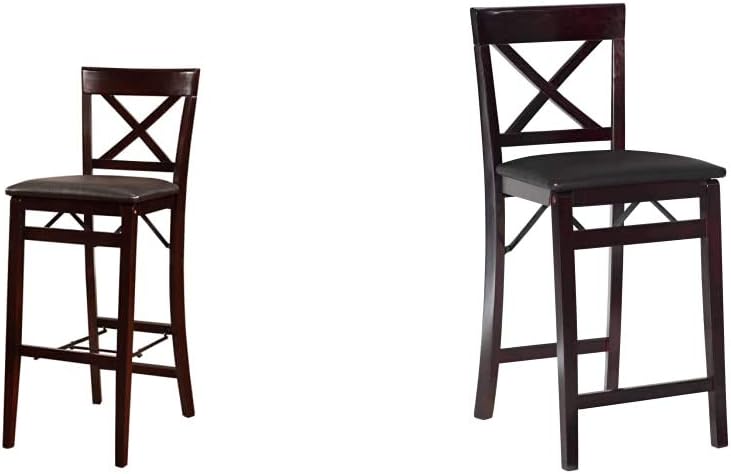 Linon Triena X Back Folding Bar Stool, Brown & Triena X Back Folding Counter Stool, Brown