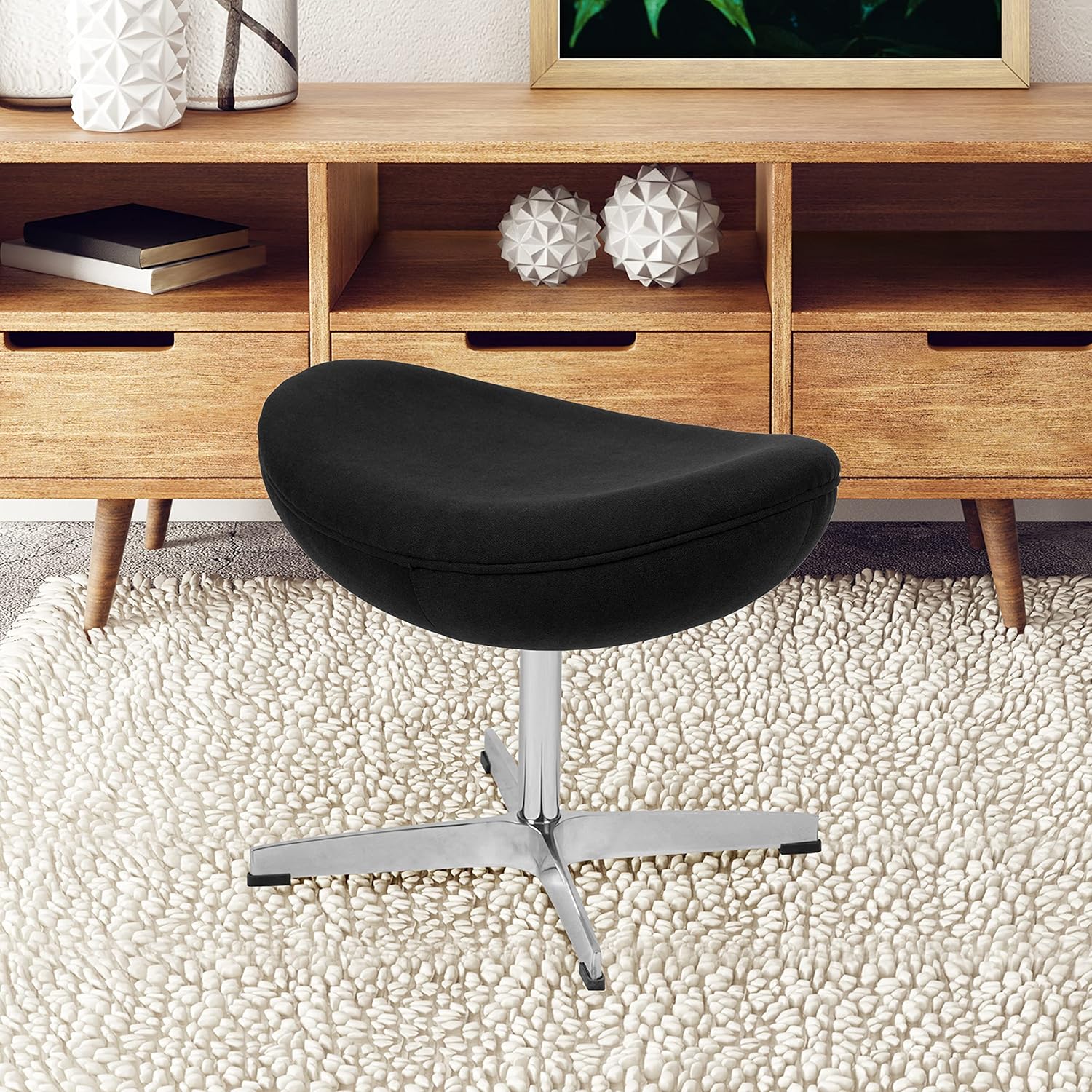 Flash Furniture Black Fabric Saddle Wing Ottoman