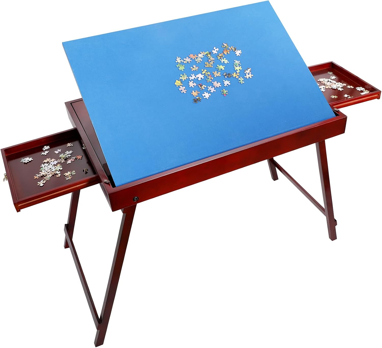 Large Wooden Puzzle Table, Portable Jigsaw Tables with 2 Storage Drawers for Adults and Kids, Puzzle Table with Tilting Non-Slip Surface Folding Board for 1500 Pcs Puzzles, Gift for Puzzle Enthusiast