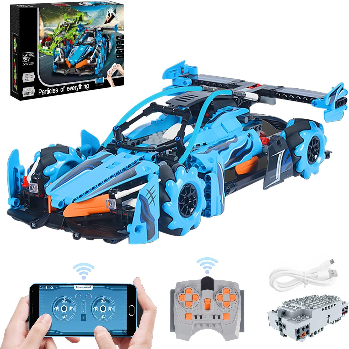 Remote Control Racing Car Building Block kit,Building Toy car for Kids,Stunt 360&deg; Spin car,Remote Programming Control Sports car,Surprise Gift for Boys and Girls Over 8-12 Years Old (561pcs)
