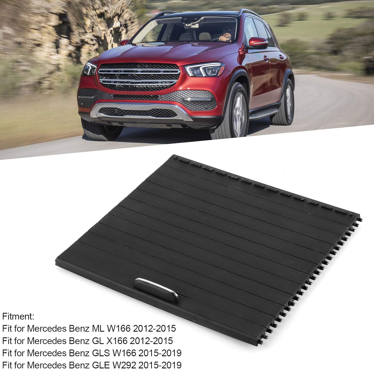 Auto Center Console Cover Pad, Black Center Console Roller Blind Cover 1666805802 Fit for Mercedes ML GL GLS GLE W166