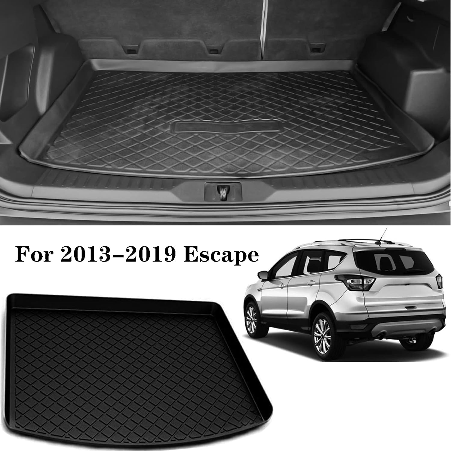 Caartonn Trunk Cargo Mat Cargo Tray Cargo Liner Trunk Cover Floor Mat Compatible with Ford Escape 2013 2014 2015 2016 2017 2018 2019 Pack of 2