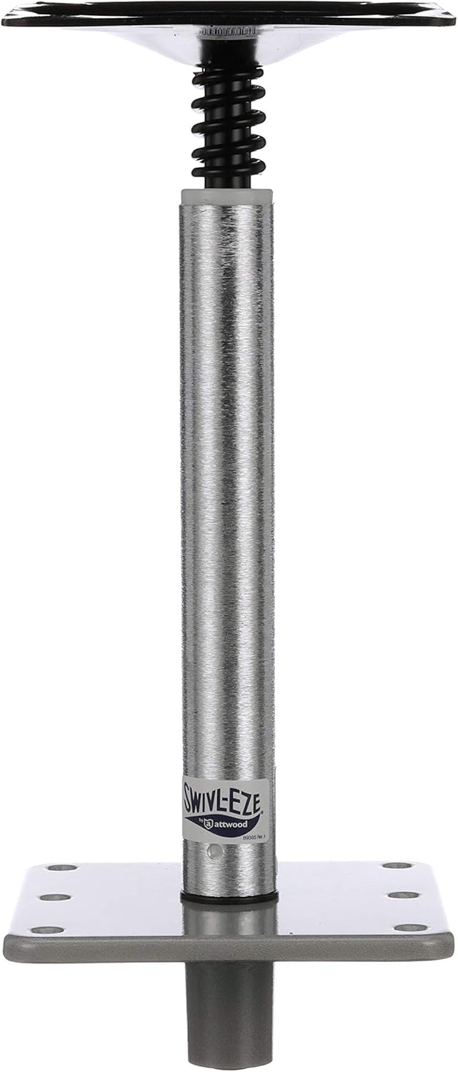 Attwood 97749-7 Swivl-Eze Lock’N-Pin ¾-Inch Pedestal Package, Brushed Aluminum Finish, 11 Inches Tall, 7-Inch x 7-Inch Base Plate Pack of 2