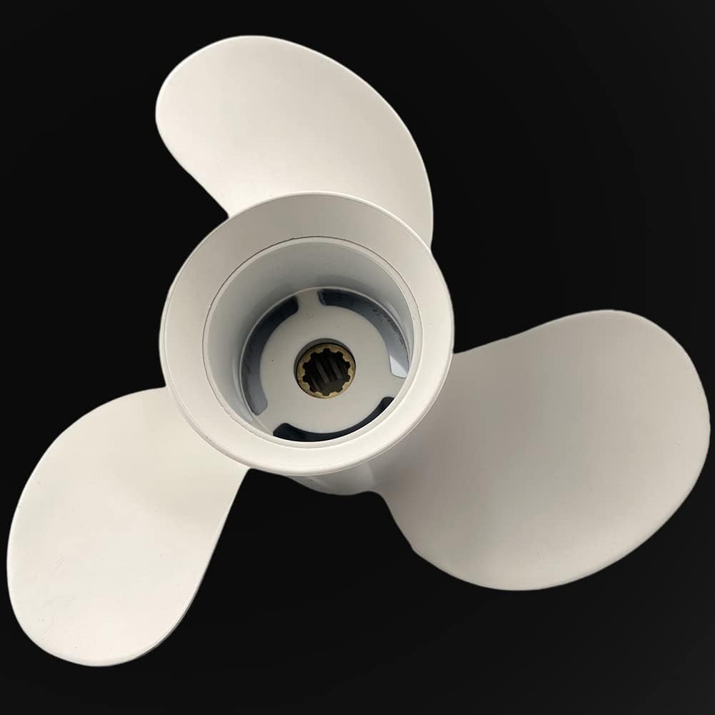 Boatman Outboard Propeller 9 7/8x10 1/2 9 7/8x12 9 7/8x13 fit Yamaha Boat Engine 20/25/F25/30HP 10 Spline Tooth(AL/SS) Pack of 2