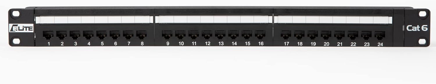 Elite Cat6 24 Port Patch Panel, Rackmount or Wall Mount, Punch Down, 19
