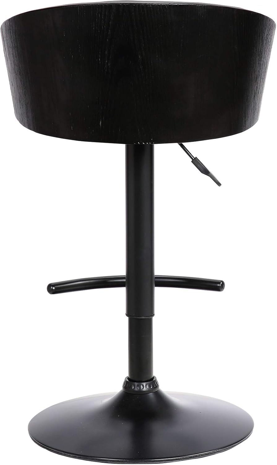 Armen Livng Montego Adjustable Black Faux Leather Swivel Barstool in Black Powder Coated Finish