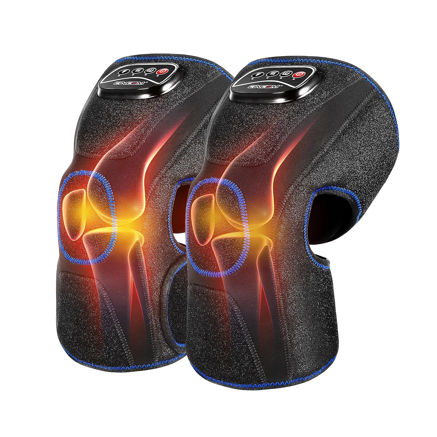 CINCOM Knee Massager with Heat and Compression, Air Compression Knee Massager for Pain Relief Heated Knee Brace Wrap with Massage for Arthritis Injury and Joint Recovery (A Pair)