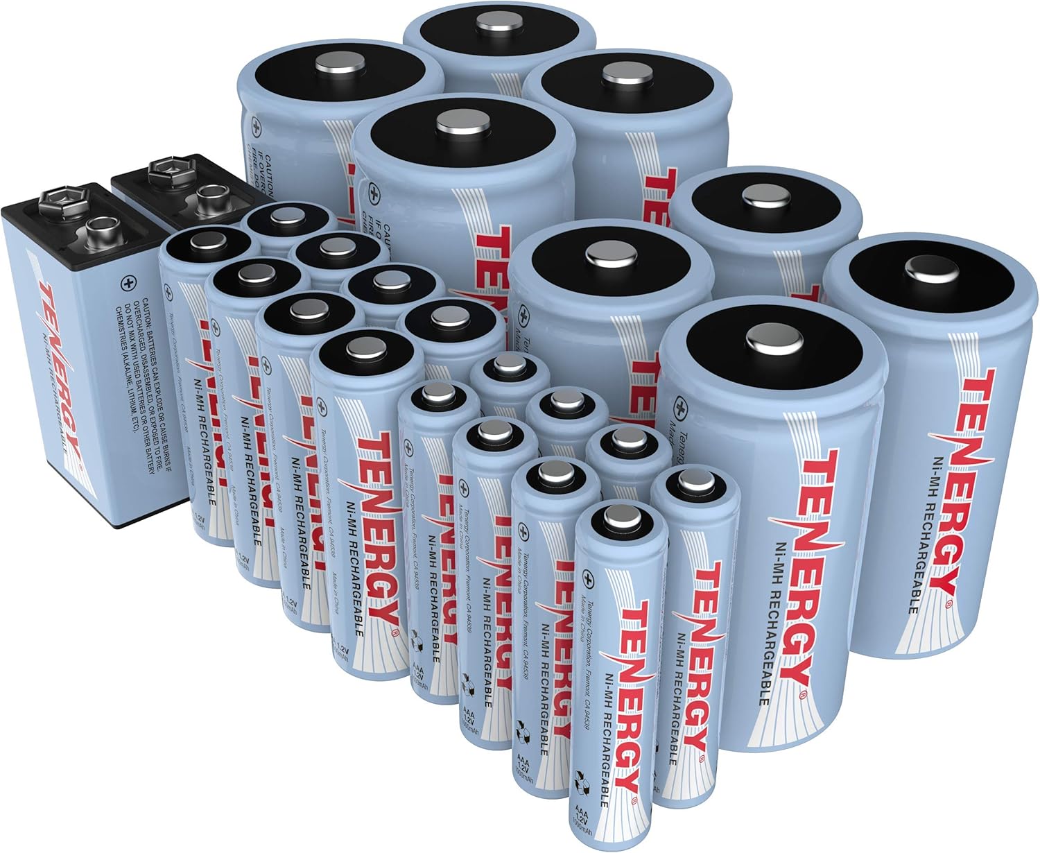 Tenergy High Capacity NiMH Rechargeable 26-Cell Battery Package: 8AA/8AAA/4C/4D/2 9V