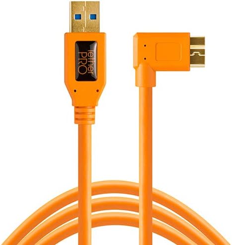 Tether Tools TetherPro USB 3.0 to Micro-B Right Angle Cable, 15' (4.6m), High-Visibility Orange Pack of 2