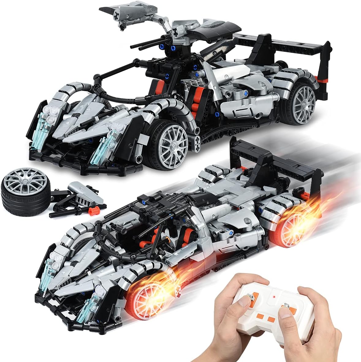 Build Your RC Car (990PCS) STEM RC Car Model Kit Building Blocks Toys Remote Control Racing Car Models Gifts for 6 7 8 9 10 11 12 13+ and Adults