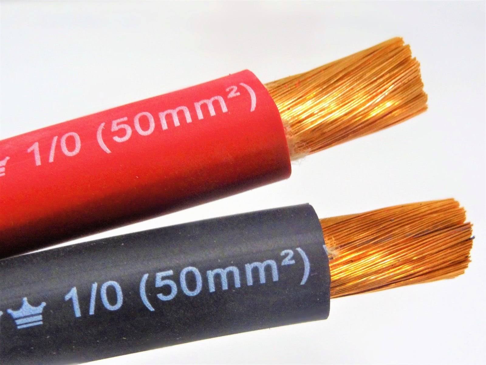 1/0 AWG Excelene Welding Cable Black or Red Made in USA (50 ft, 50% Red / 50% Black)