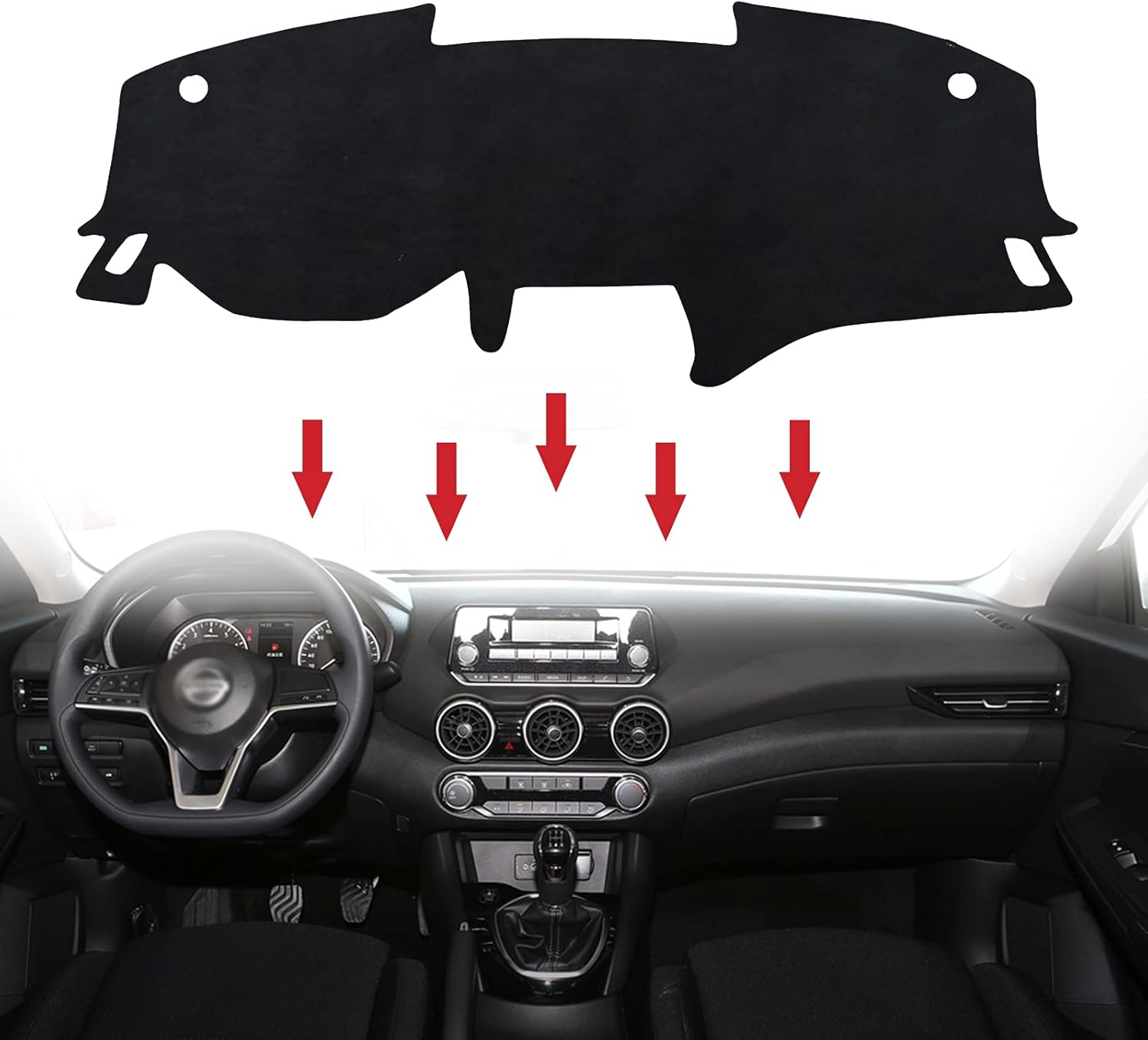 nuoozy Compatible with Flannel Dashboard Cover Center Console Cover Mat Protector Sunshield Cover for Nissan Sentra Sylphy 2019 2020 Black