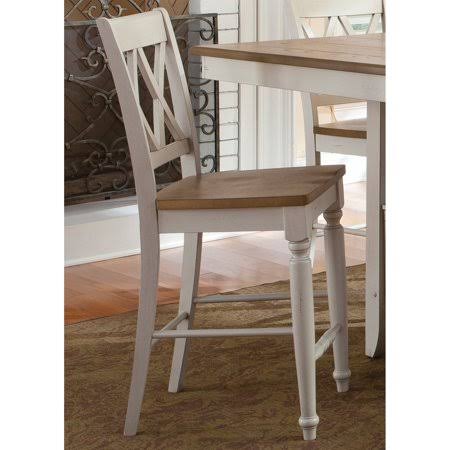 Liberty Furniture Canton Double x Back Counter Height Chair - Set of 2, Beige