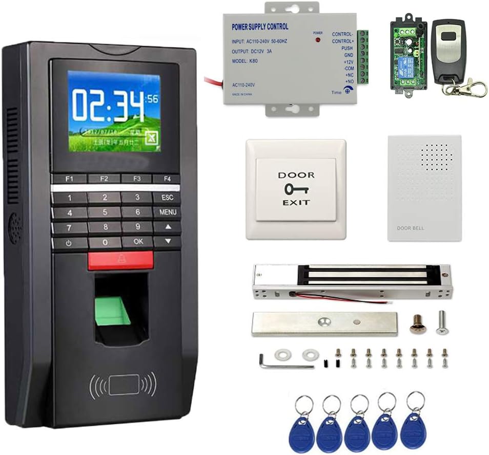Complete Biometric Kits Fingerprint RFID Access Control System 600Lbs Magnetic Lock TCP/IP Time Attandance