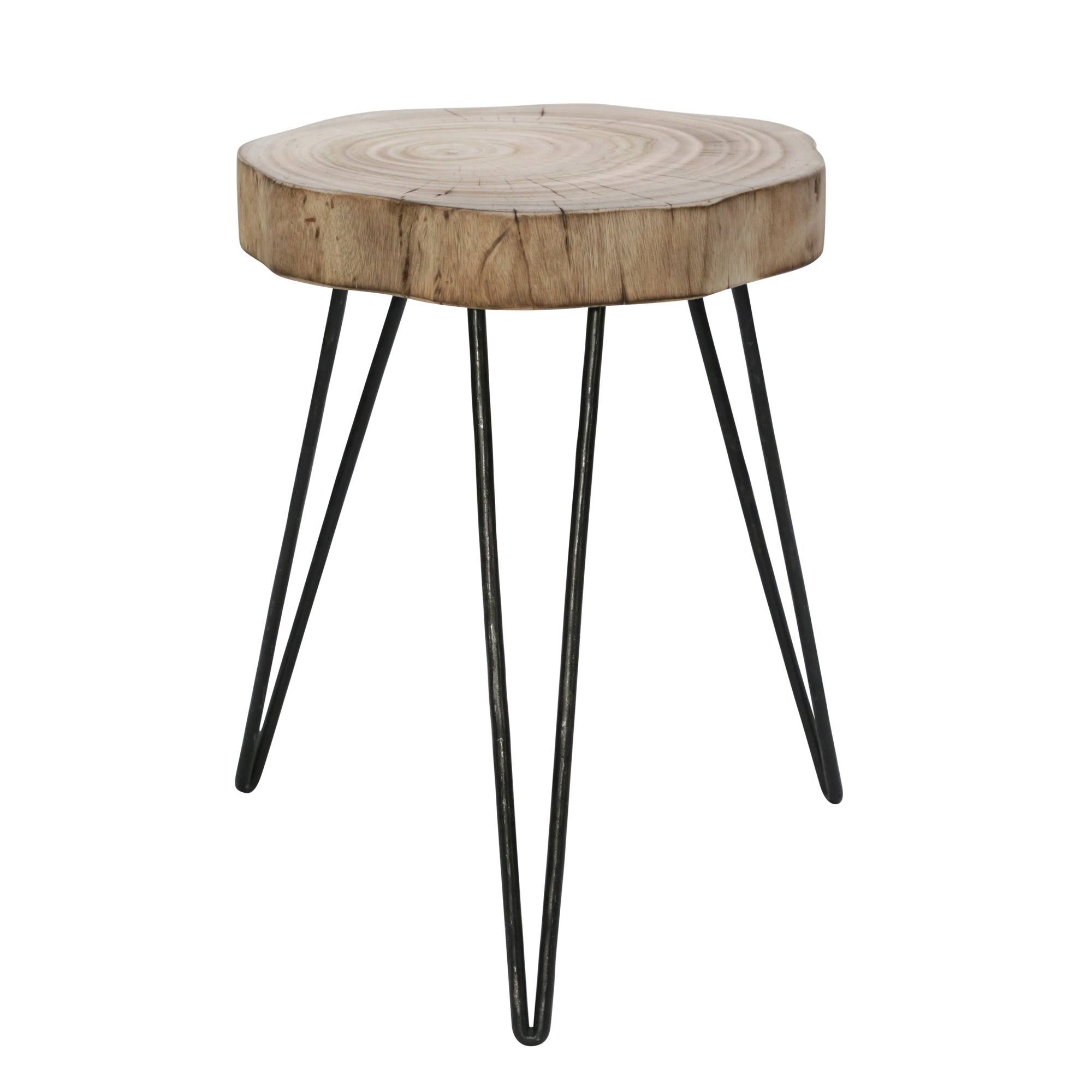 Sagebrook Home 15346 16 in. Wood u0026 Metal Stool Brown u0026 Black