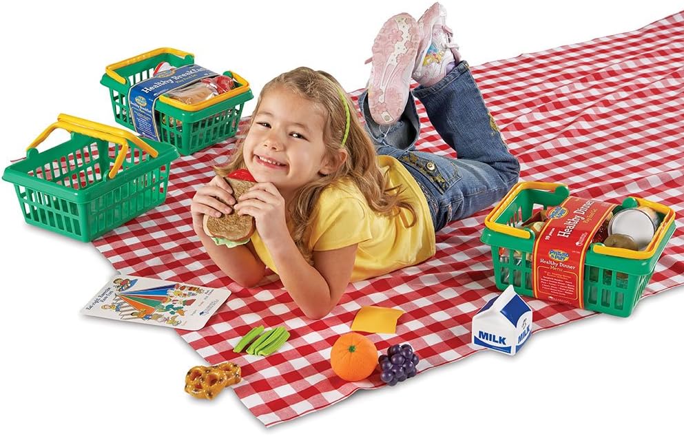 Learning Resources Pretend & Play Healthy Foods Set, 3 Baskets of Plastic Play Food, Ages 3+ Pack of 2