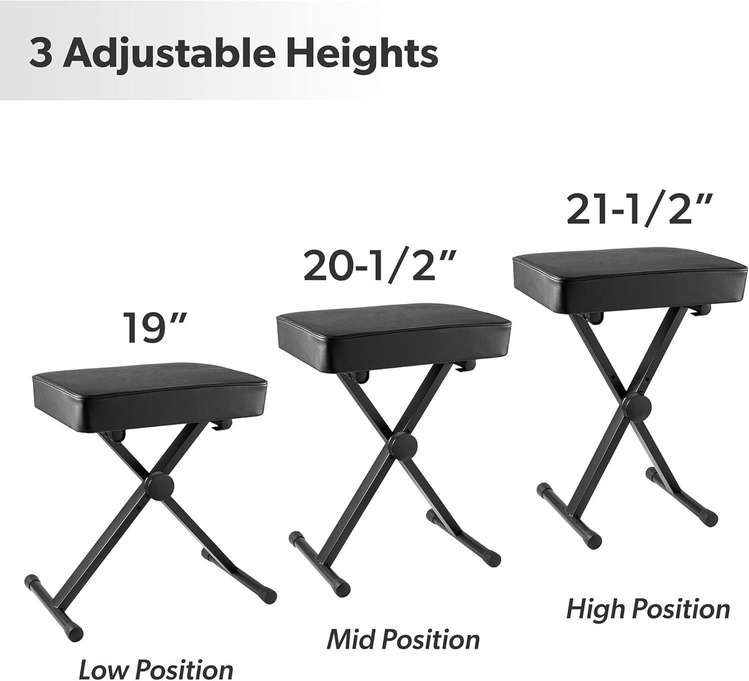 Hamzer Premium Heavy Duty Adjustable Piano and Keyboard Bench Seat Pack of 2