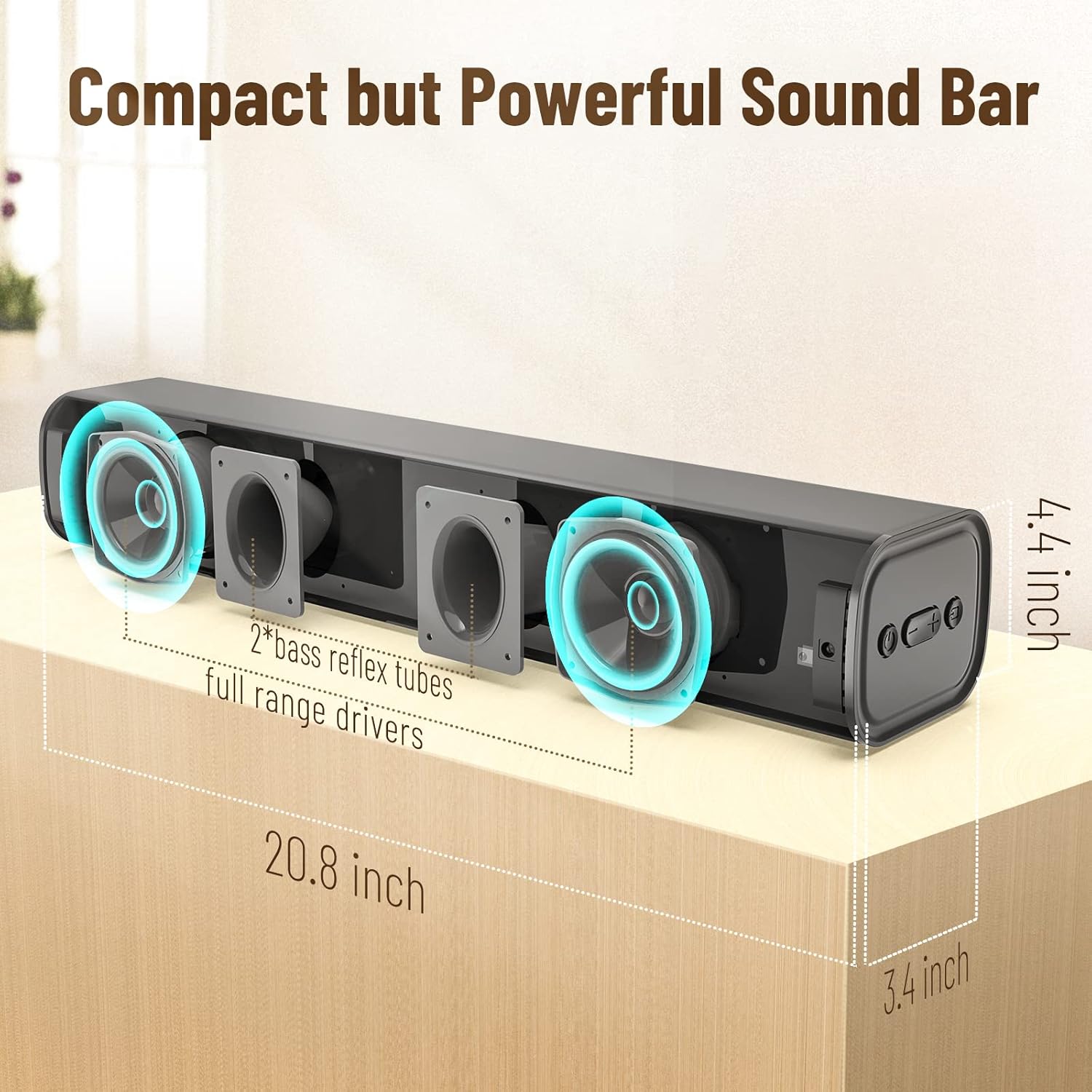 BESTISAN Sound bar, TV Soundbar, Wireless Bluetooth 5.0 Sound Bars with 3 Equalizer Modes, Speaker for Home Theater, Gaming, PC, Phone (Remote Control, DSP, Bass/Treble Adjustable, Wall Mountable) Pack of 2