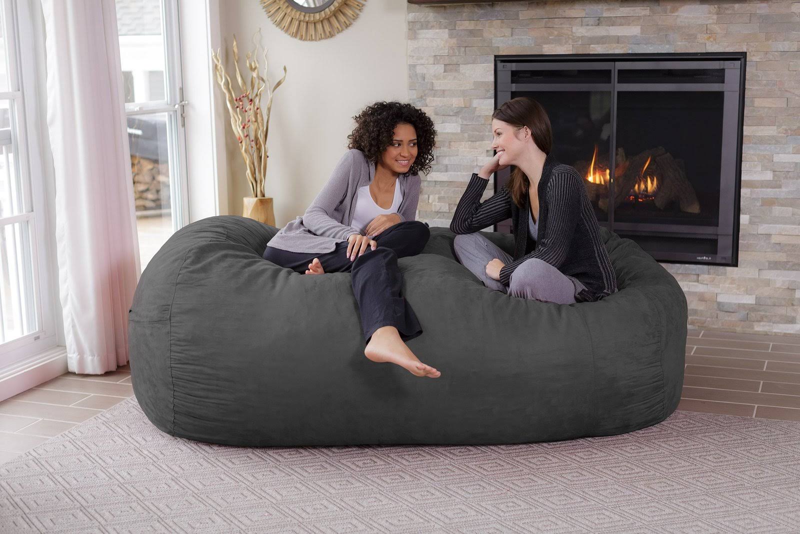 Chill Sack Bean Bag Chair: Huge 7.5' Memory Foam Furniture Bag and Large Lounger - Big Sofa with Soft Micro Fiber Cover - Charco