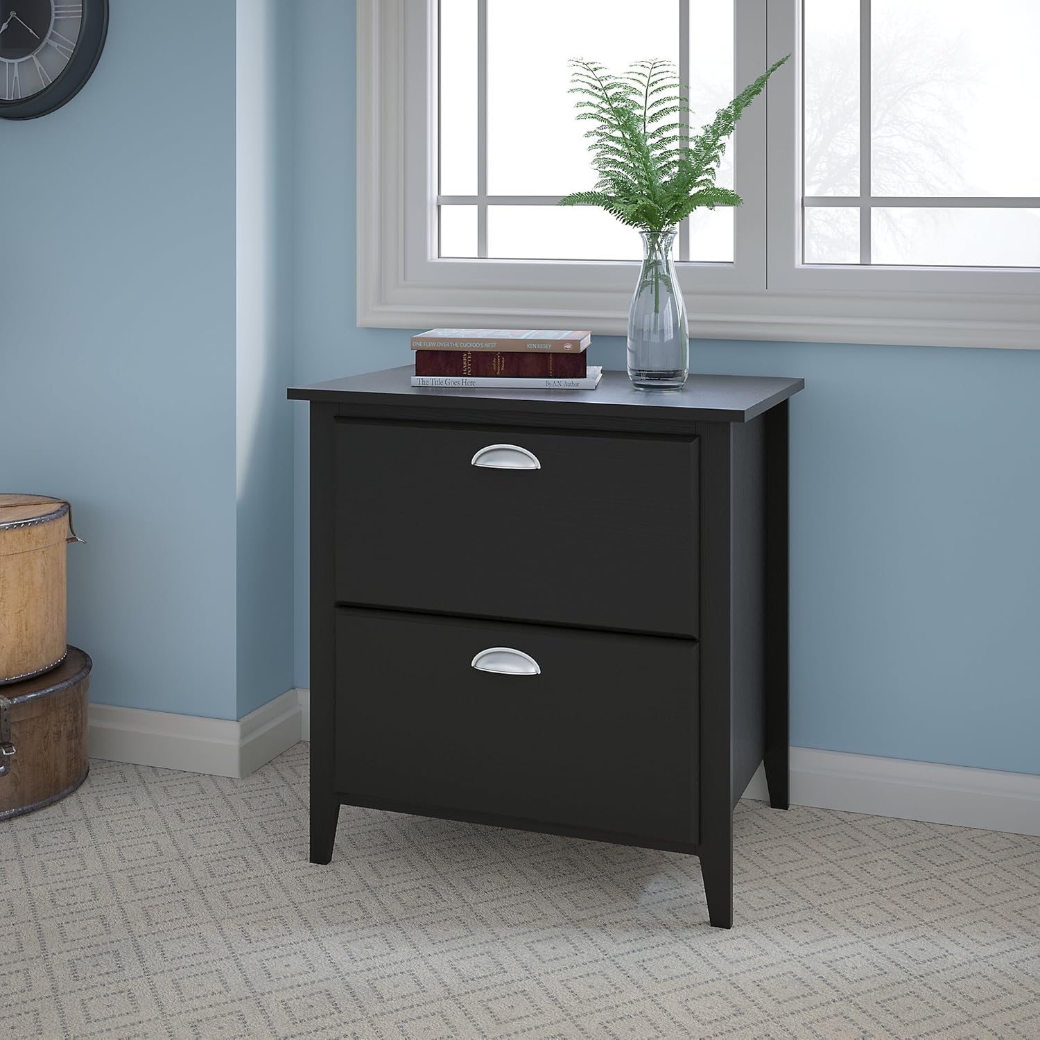 Bush Furniture kathy ireland Home Connecticut Lateral File, Black Suede Oak