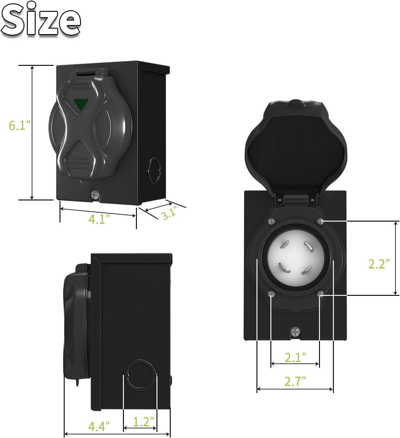 RVMATE 30 Amp Generator Inlet Box, NAME L1430P 125/250V 3750/7500W Power Inlet Box. Pack of 2