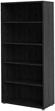 Pemberly Row 5 Shelf Bookcase in Black Wood Grain