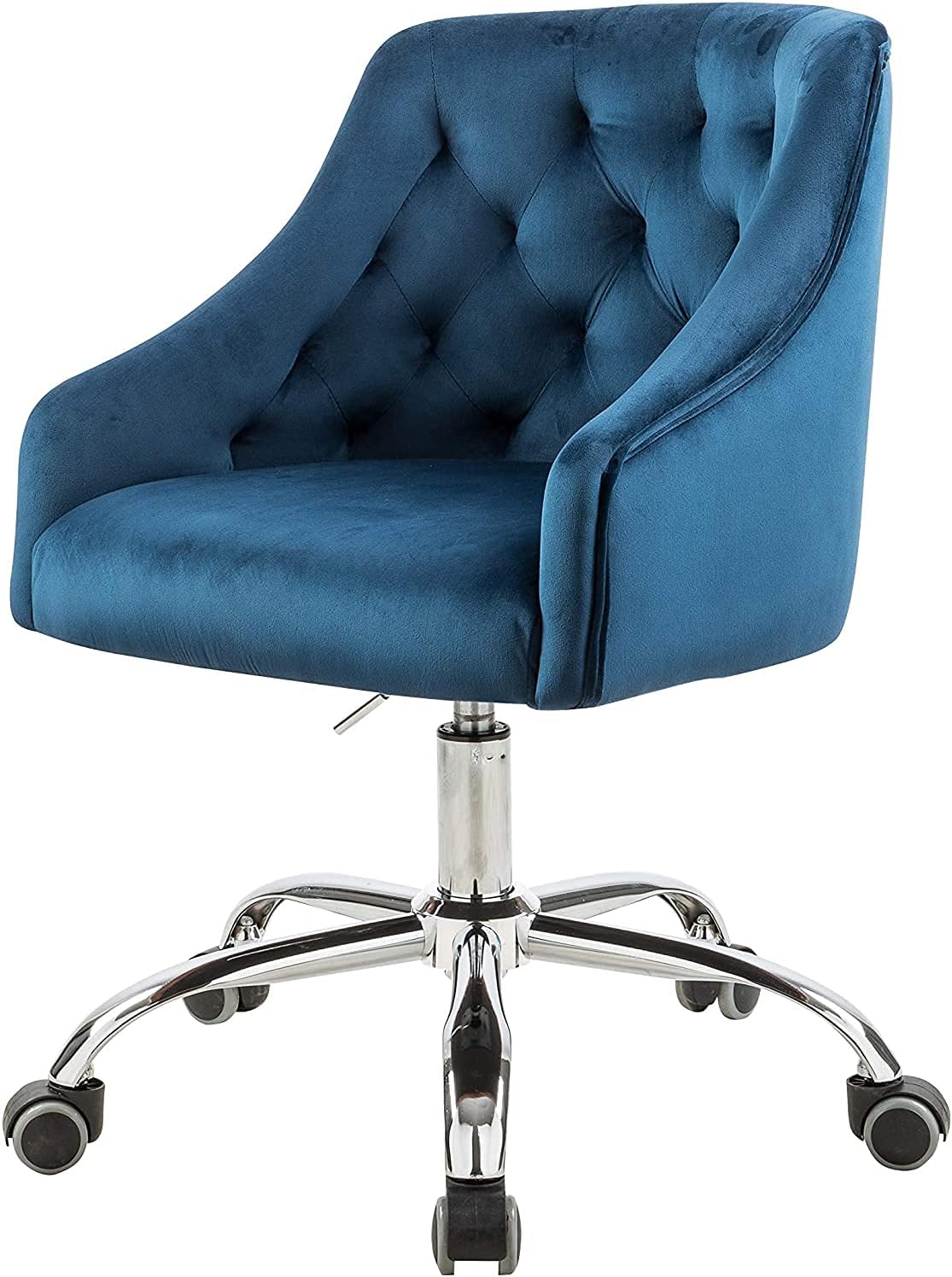 MOJAY Home Office Desk Chairs Velvet Computer Chair with Armrest and Backrest 360&deg; Swivel Vanity Chair Height Adjustable - Green