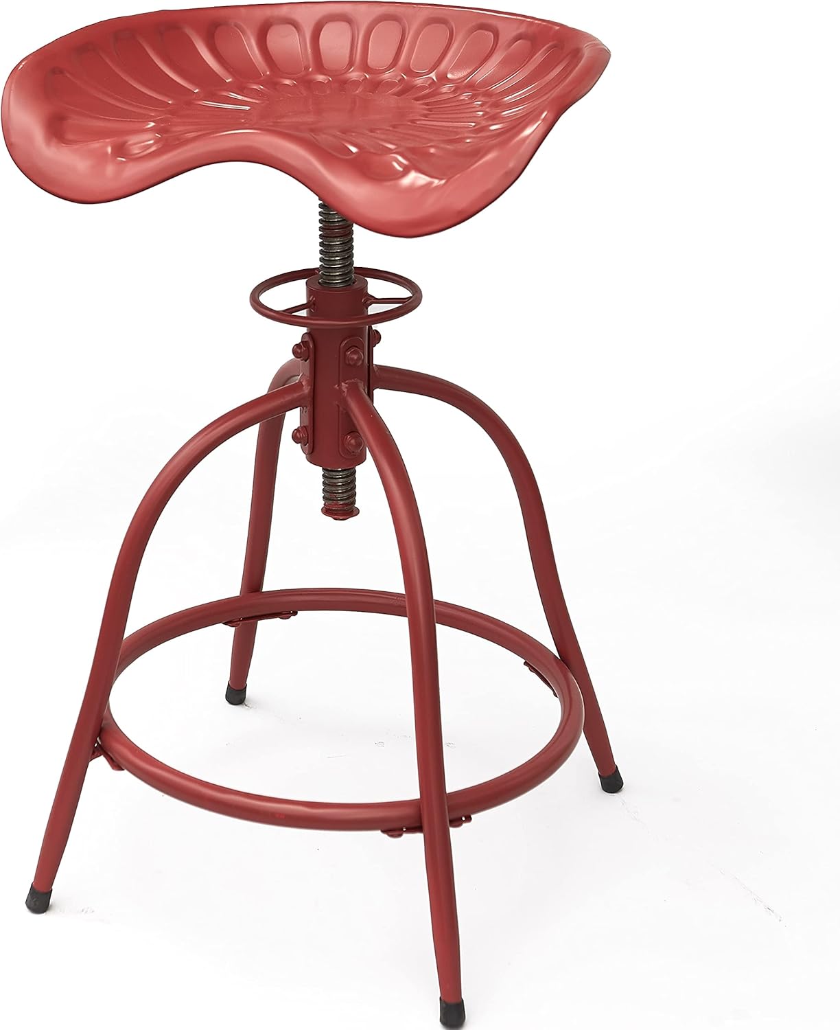 The Lakeside Collection Tractor Seat Adjustable Stool with Footrest - Farmhouse Accent - Silver