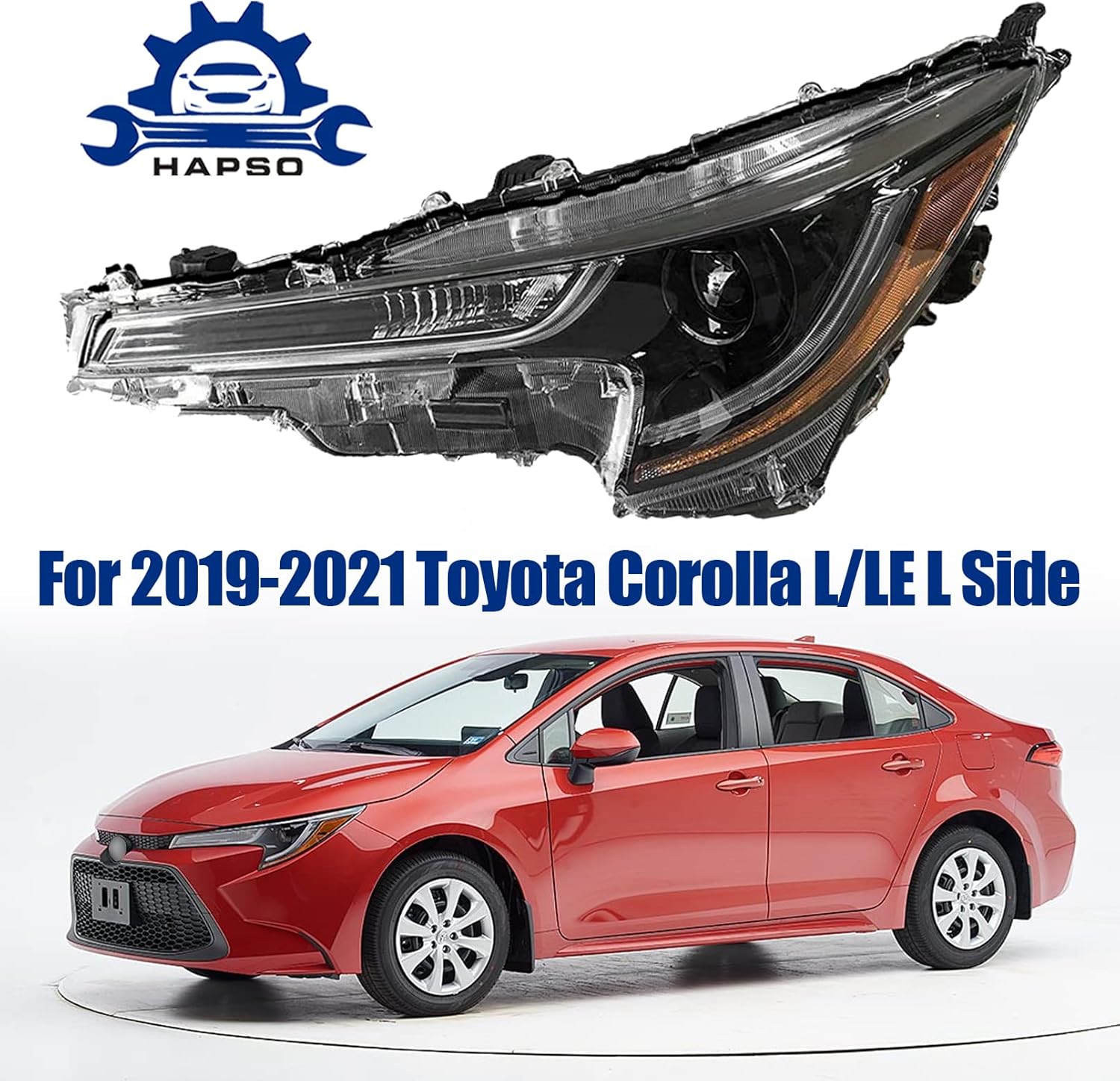 HAPSO Headlights Headlamp Assembly Replace Fit For 2019 2020 2021 Toyota Corolla L LE Driver Left Side Pair LED Headlamp TO2502286 | 8115002S30