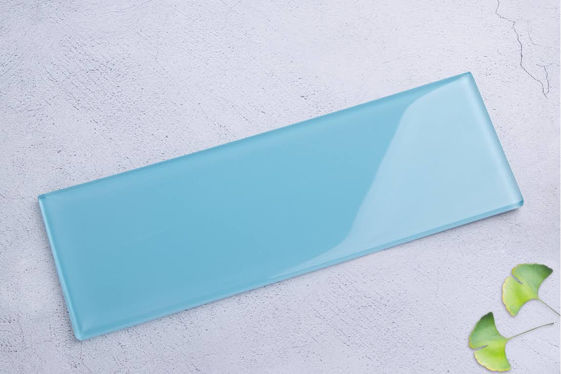 WS Tiles 4x22 x 12x22 Individual Glass Subway Tile, Backsplash for Kitchen and Bathroom - 5 Square Feet per Carton - Coral Blue