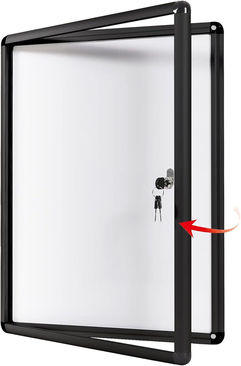 Swansea Lockable Bulletin Boards Black Frame Enclosed Display Case,with Magnets,for School Message Notice 28x26inch(6XA4) Pack of 2