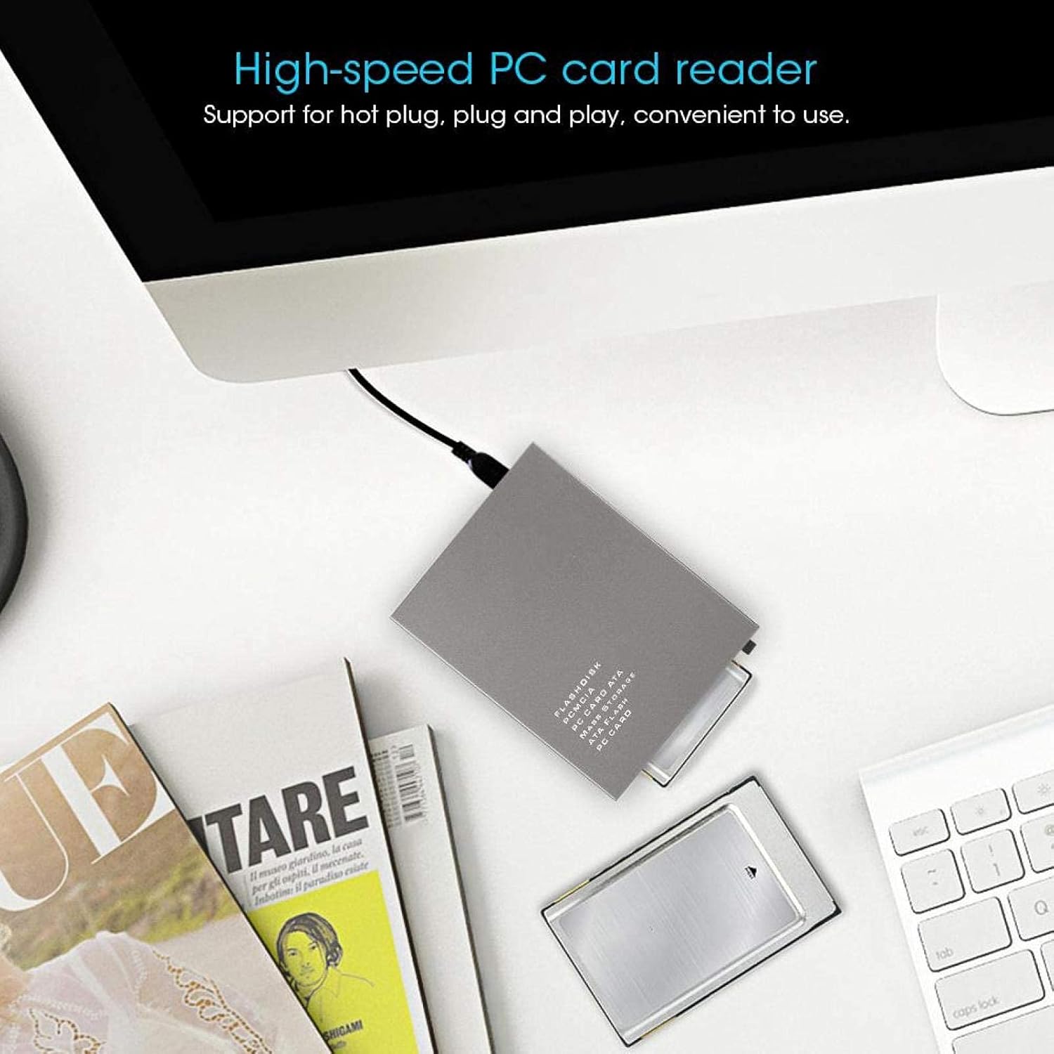 USB 2.0 PCMCIA Card Reader, USB2.0 Interface to PC Card ATA, PCMCIA, PC Card Memory Card Reader Support 20MB-20G, Plug and Play, Hot Swap Pack of 2