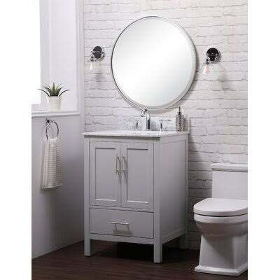 Nova 24x22 Single Bathroom Vanity Set Beachcrest Home Base Finish: Gray, Top Finish: Carrara White