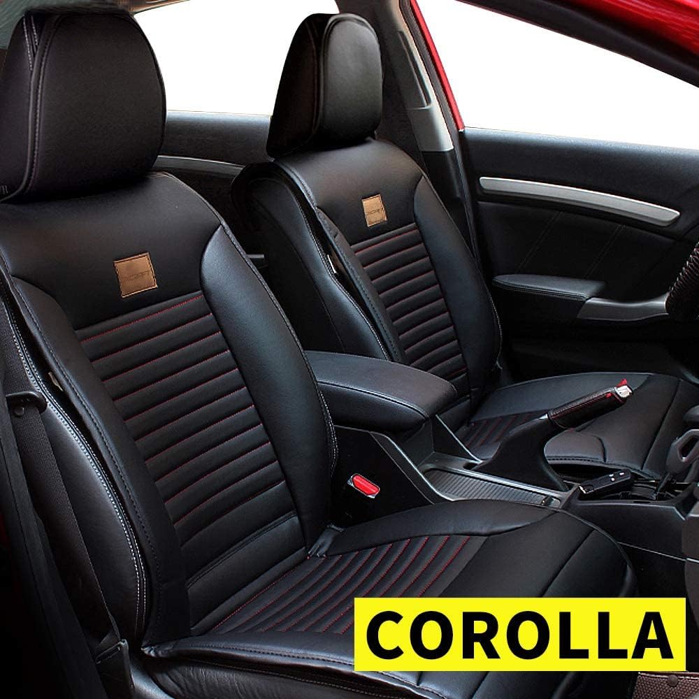 AOMSAZTO Custom Fit for Toyota Corolla 2007-2018 and 2022 Faux Leather Car Seat Covers Full Set Compatible Airbag Corolla Seat Protector Vehicle Cushion Cover Black
