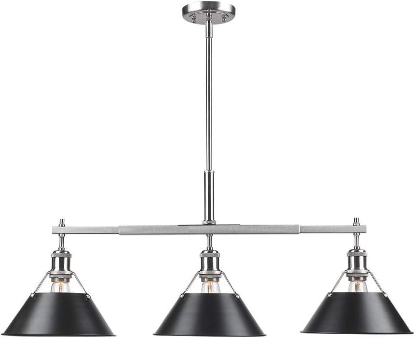 Golden Lighting 3306-LP PW-BLK Orwell Linear Pendant, Pewter with Black Shade