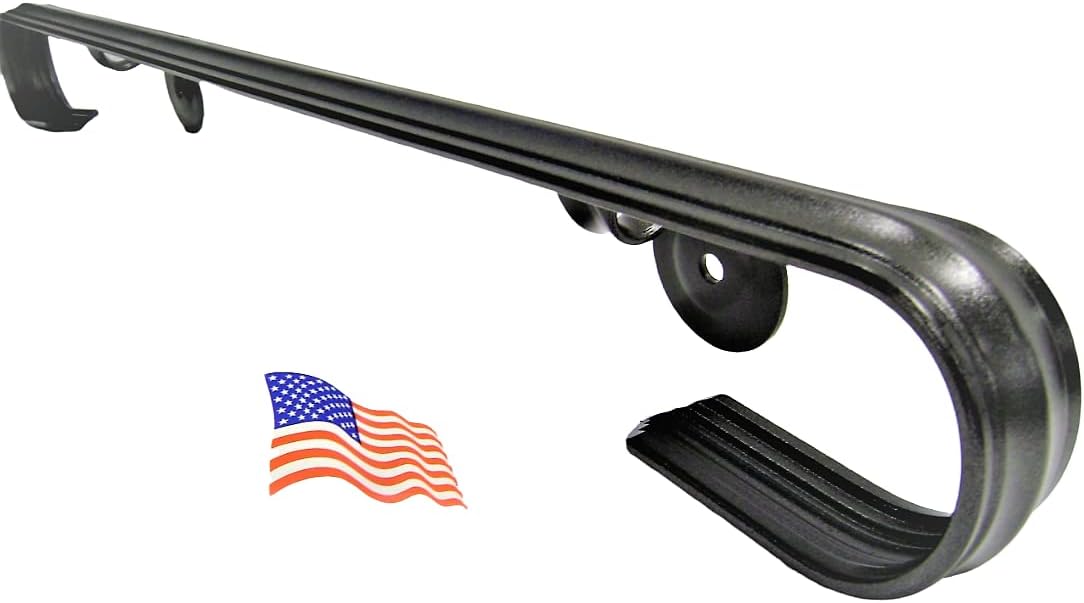 Kenosha Iron 3 Ft Wrought Iron Handrail Staircase Porch Deck Railing- Made in America- Wall Mounted Black Metallic Indoor Outdoor