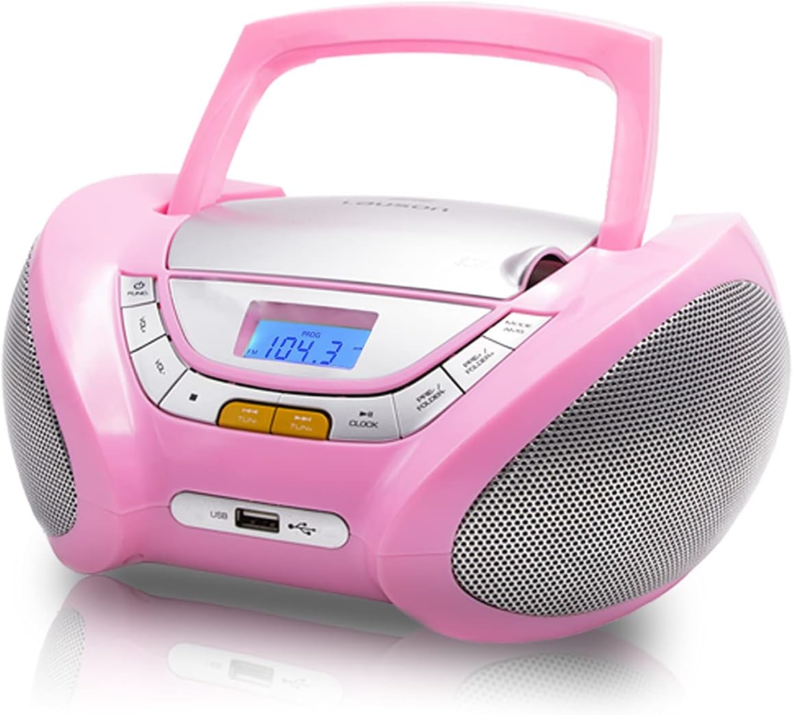 Lauson Woodsound NXT562 Cd Player Portable | USB | Color Changing Light | Mp3 | Small Fm Radio | Boombox with Headphone Jack for Kids | Red Pack of 2