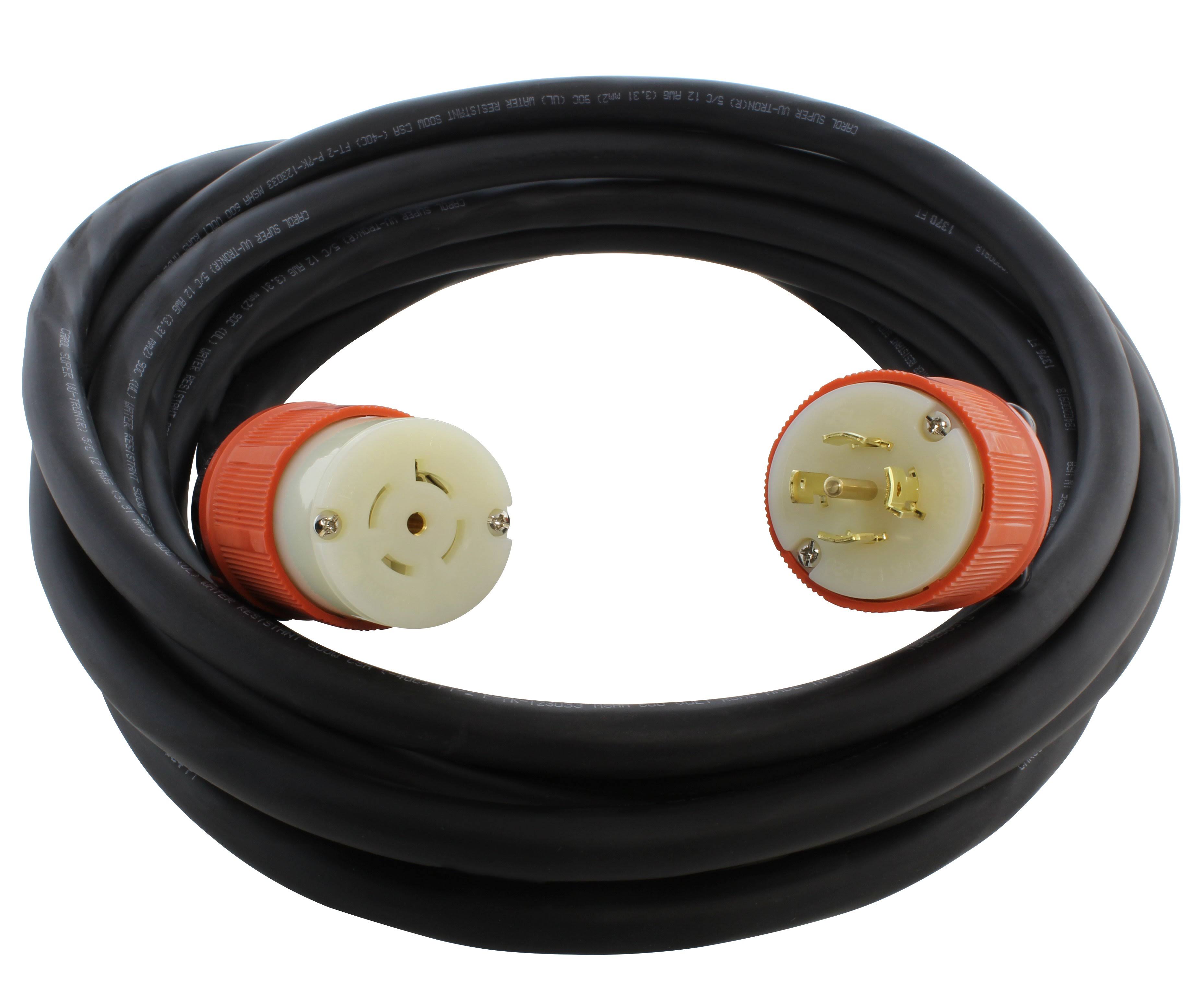 AC Works 50 ft. SOOW 12/5 NEMA L21-20 20 Amp 3-Phase 120-Volt/208-Volt Industrial Rubber Extension Cord, Black