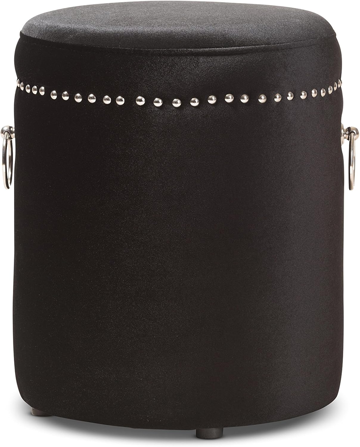 Baxton Studio Maurine Ottoman, Black Pack of 2