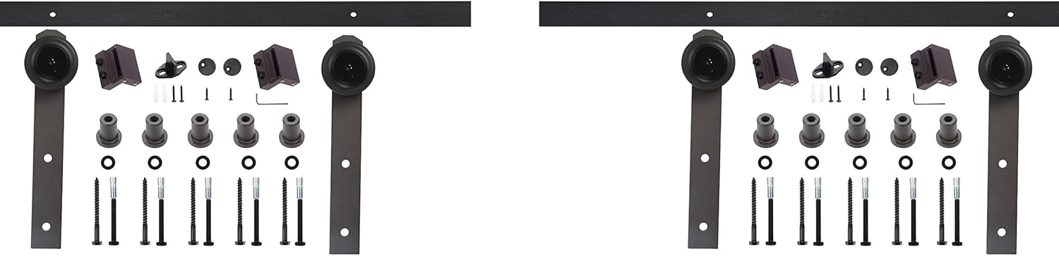 EWEI'S Homewares? 13FT Antique Black Steel Double Sliding Barn Wood Door Hardware Kit Closet Set Pack of 2