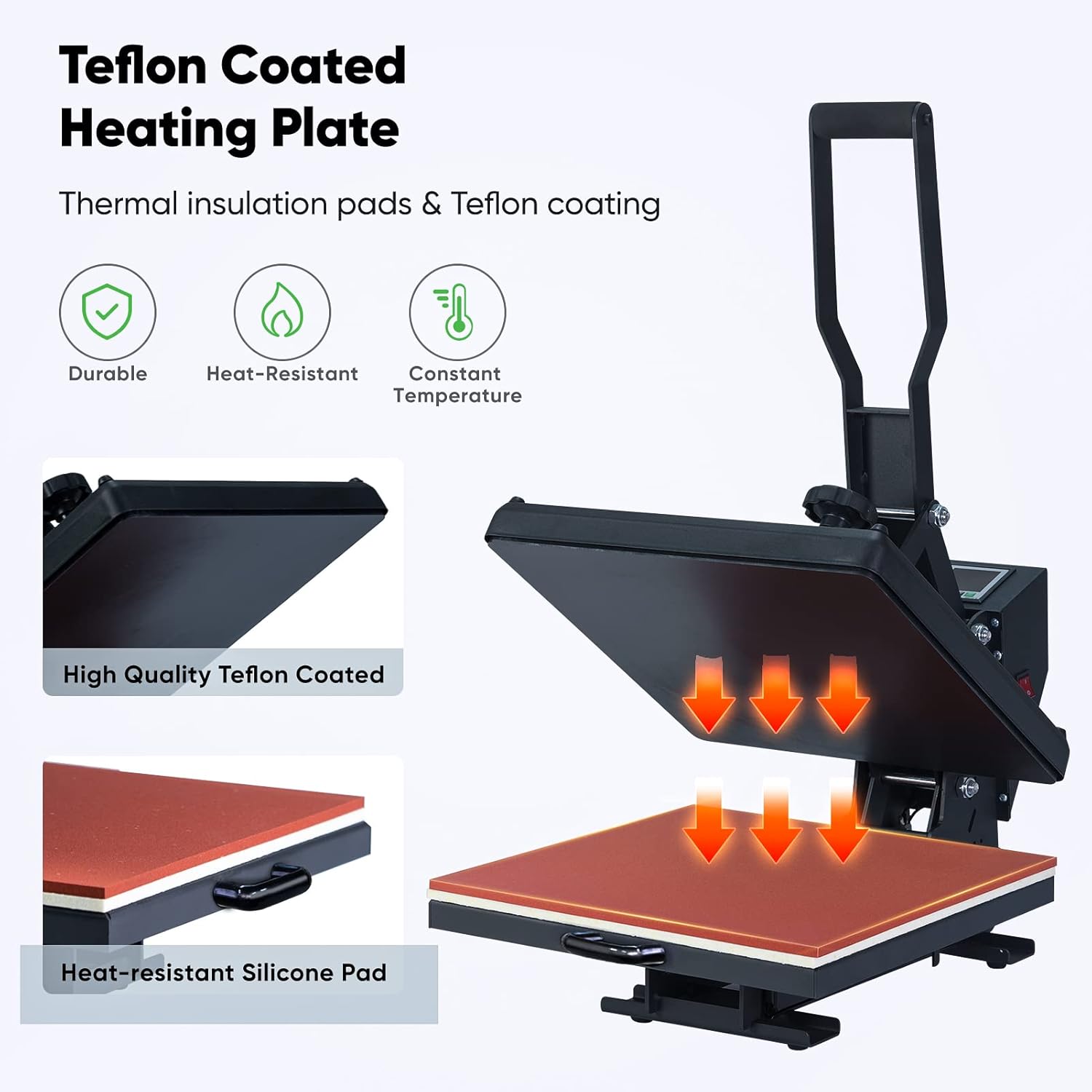 Tinkeal Heat Press Machine for t Shirts 15x15 Sublimation Printer Press Heat Transfer Machine with Slide Drawer DIY Digital Industrial Quality for Hot Press Vinyl （Black）