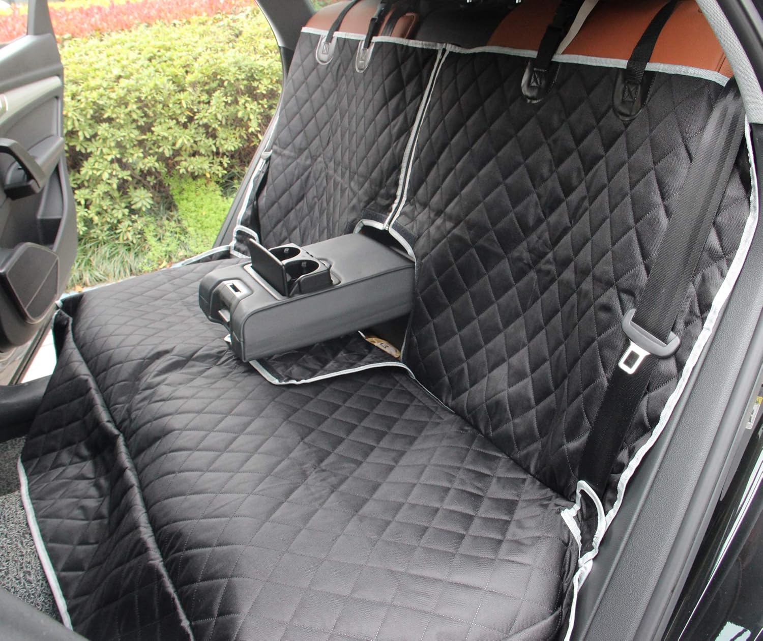 Bench Car Seat Covers for Dogs with Side Flap Dog Seat Cover for Cars, Trucks and SUVs - Waterproof and Non-Slip Armrest Compatible for Backseat