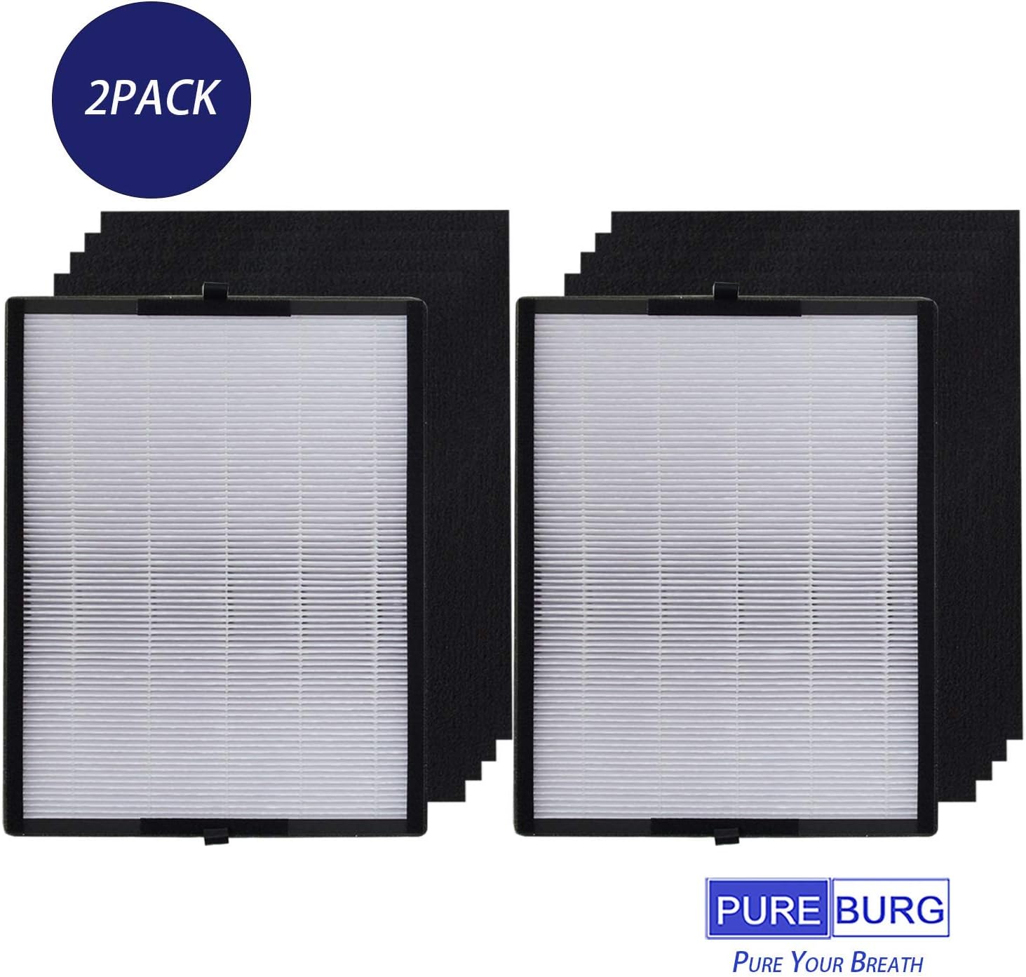 PUREBURG 2-Pack Replacement TRUE HEPA Filter Set Compatible with Alen BreatheSmart Air Purifier 45i / Flex , Part Number: B4-Fresh / FL40-Silver-Carbon Pack of 2